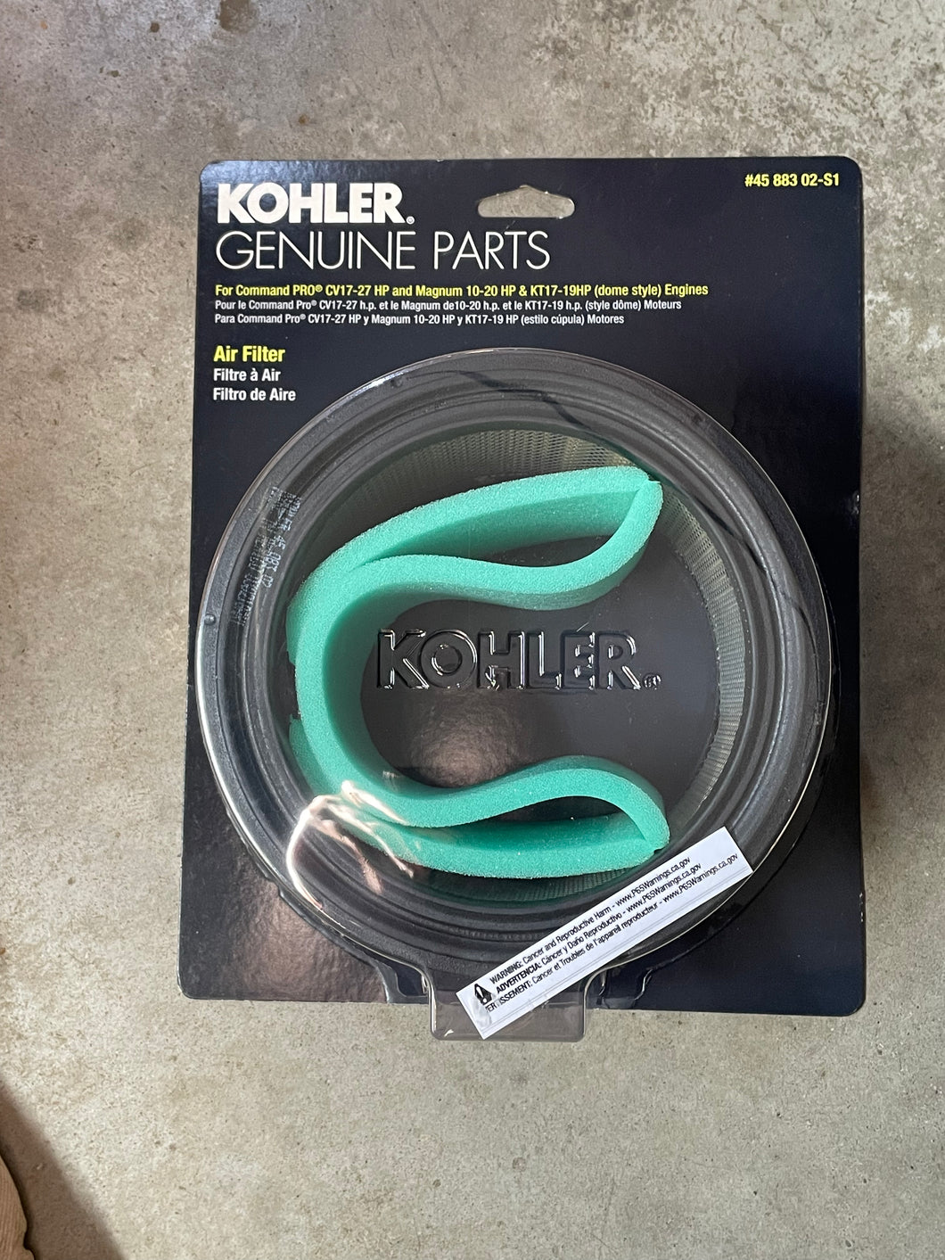 Kohler 45 883 02-S1 AIR FILTER KIT/PRE CLEANER
