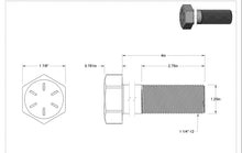 Load image into Gallery viewer, Hex Bolt 1 1/4 x 4 Fine Thread Grade 8
